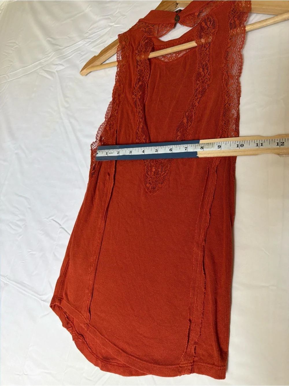 Sleeveless Lace Trim Tank Top - Rust Orange